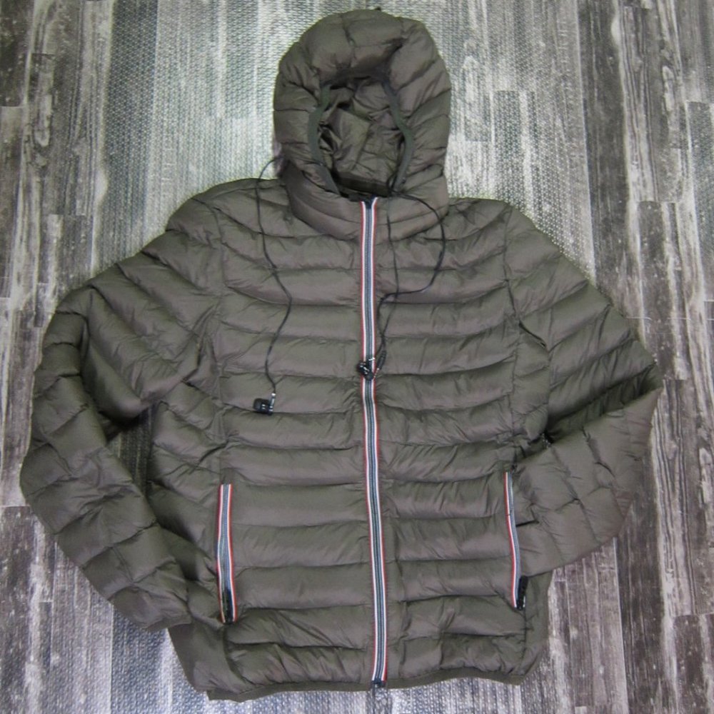 NWT Lt. Quilted Jacket Olive w/Zip Off Down Hood